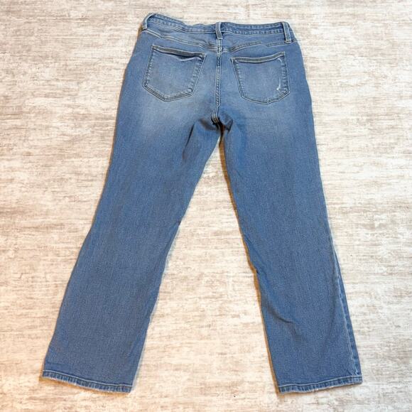 Universal Thread Women’s 12 31 High Rise Straight Crop Distressed Jeans Flannel - Picture 8 of 11